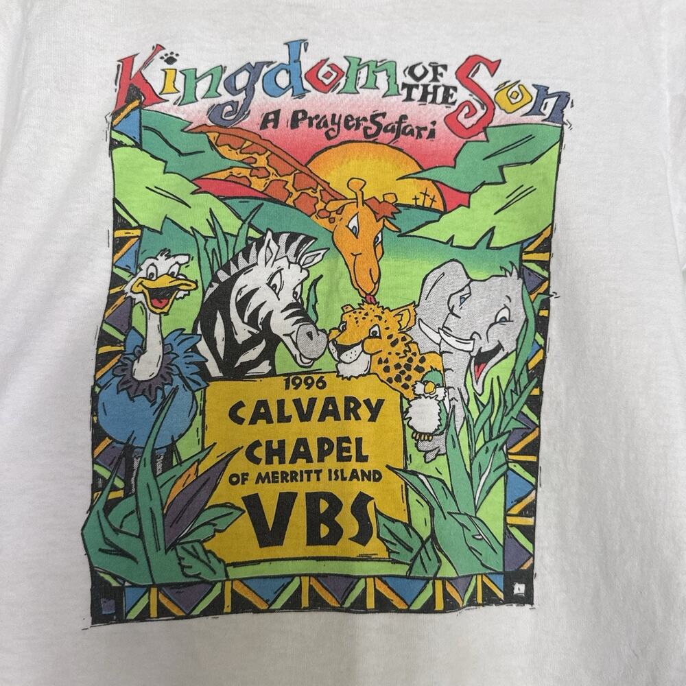 Vintage 1996 Calvary Chapel VBS Kingdom Of The Son Safari Kids T Shirt 10-12